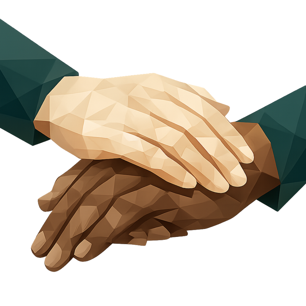 Two hands in a gentle supportive clasp