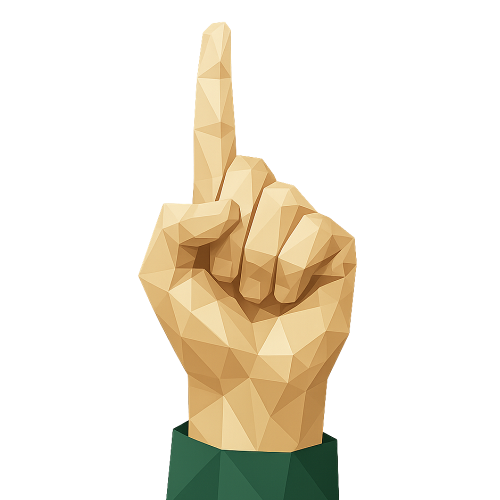 Index finger tapping a geometric spark